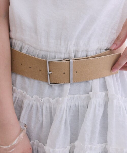 mystic（ミスティック）の「スクエアバックルワイドベルト（ベルト・レディース・ベージュ・ONE SIZE）」の5枚目の写真