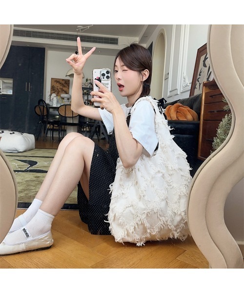 Ritzy(リッツィー)の「リボン デザイン トートバッグ(トートバッグ・レディース・ホワイト・FREE)」の5枚目の写真