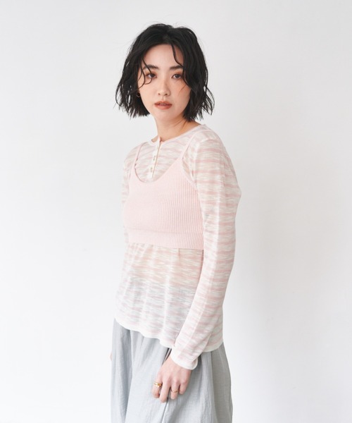シナリー　CFPPなど　み〜様 セール】バックデザインヘンリーネックシアートップス（Tシャツ