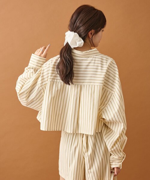 mystic（ミスティック）の「ストライプショートシャツ（シャツ/ブラウス・レディース・アイボリー/ブラック/ネイビー/ベージュ・FREE）」の8枚目の写真