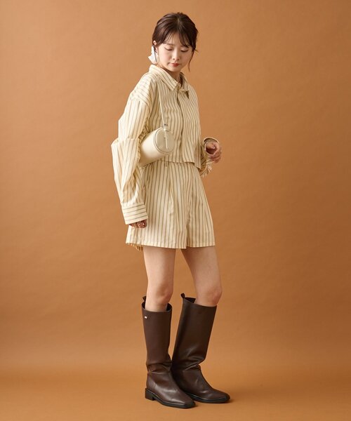 mystic（ミスティック）の「ストライプショートシャツ（シャツ/ブラウス・レディース・アイボリー/ブラック/ネイビー/ベージュ・FREE）」の11枚目の写真