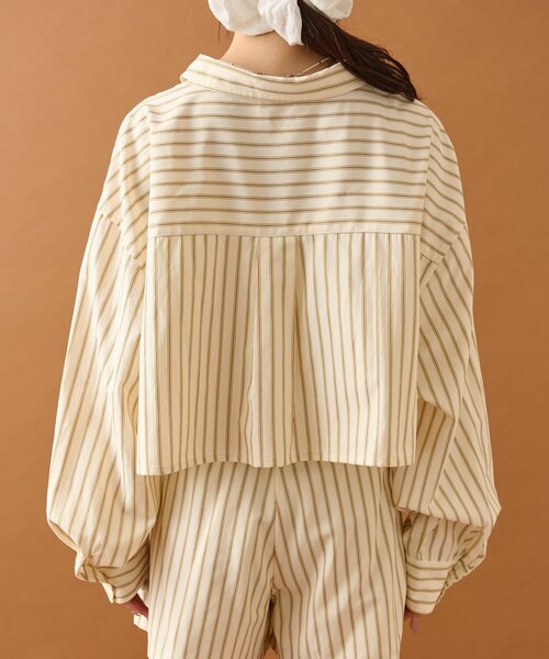 mystic（ミスティック）の「ストライプショートシャツ（シャツ/ブラウス・レディース・アイボリー/ブラック/ネイビー/ベージュ・FREE）」の14枚目の写真