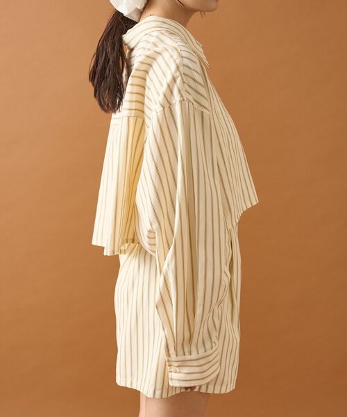 mystic（ミスティック）の「ストライプショートシャツ（シャツ/ブラウス・レディース・アイボリー/ブラック/ネイビー/ベージュ・FREE）」の15枚目の写真