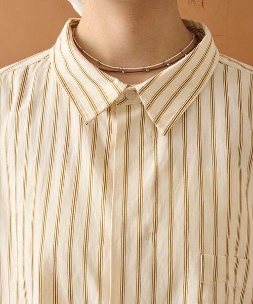 mystic（ミスティック）の「ストライプショートシャツ（シャツ/ブラウス・レディース・アイボリー/ブラック/ネイビー/ベージュ・FREE）」の16枚目の写真