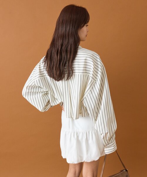 mystic（ミスティック）の「ストライプショートシャツ（シャツ/ブラウス・レディース・アイボリー/ブラック/ネイビー/ベージュ・FREE）」の21枚目の写真