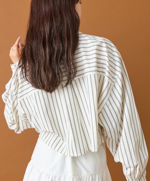 mystic（ミスティック）の「ストライプショートシャツ（シャツ/ブラウス・レディース・アイボリー/ブラック/ネイビー/ベージュ・FREE）」の22枚目の写真