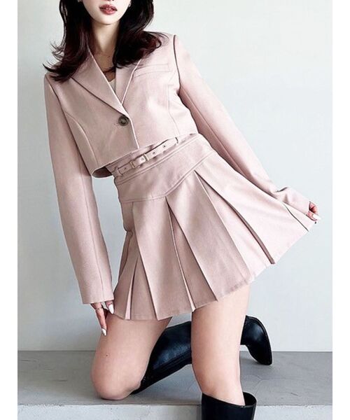 RESEXXY（リゼクシー）の「プリーツミニスカート【セットアップ着用可能】（スカート・レディース・チャコールグレー/ブラック/その他1/ピンク・FREE）」の3枚目の写真