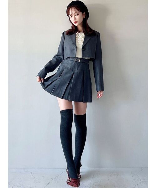 RESEXXY（リゼクシー）の「プリーツミニスカート【セットアップ着用可能】（スカート・レディース・チャコールグレー/ブラック/その他1/ピンク・FREE）」の6枚目の写真