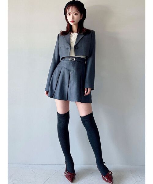 RESEXXY（リゼクシー）の「プリーツミニスカート【セットアップ着用可能】（スカート・レディース・チャコールグレー/ブラック/その他1/ピンク・FREE）」の8枚目の写真