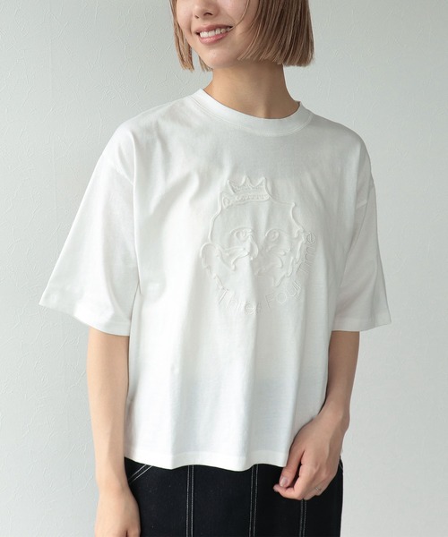 Three Four Time(スリーフォータイム)の「TFTオリジナルネコTシャツ(Tシャツ/カットソー・レディース・ホワイト/ブラック・FREE)」の3枚目の写真