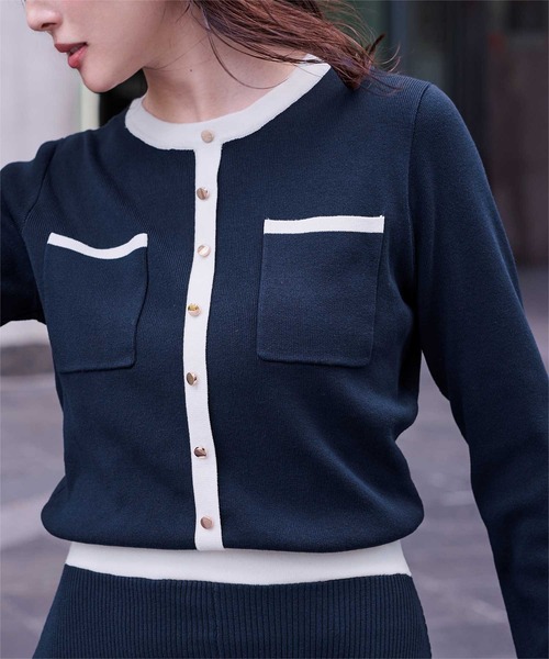 UR'S(ユアーズ)の「バイカラーポケットデザインニットワンピース(ワンピース・レディース・ブラック/ネイビー・S/M/L)」の11枚目の写真