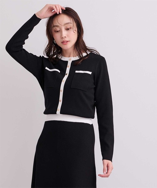 UR'S(ユアーズ)の「バイカラーポケットデザインニットワンピース(ワンピース・レディース・ブラック/ネイビー・S/M/L)」の4枚目の写真