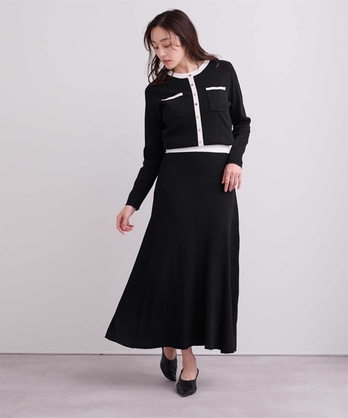 UR'S(ユアーズ)の「バイカラーポケットデザインニットワンピース(ワンピース・レディース・ブラック/ネイビー・S/M/L)」の5枚目の写真