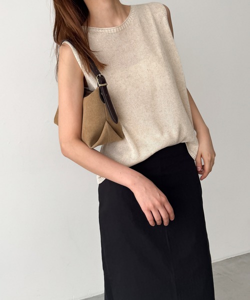 CANAL JEAN（キャナルジーン）の「El mar　リヨセルリネンニットタンクトップ（タンクトップ・レディース・オートミール/ブラック/サックスブルー/チャコールグレー・ONE SIZE）」の3枚目の写真