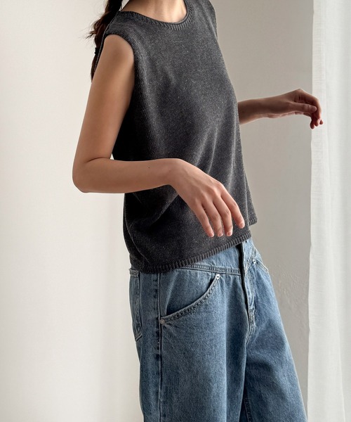 CANAL JEAN（キャナルジーン）の「El mar　リヨセルリネンニットタンクトップ（タンクトップ・レディース・オートミール/ブラック/サックスブルー/チャコールグレー・ONE SIZE）」の5枚目の写真