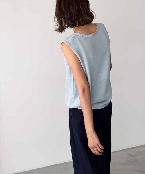 CANAL JEAN（キャナルジーン）の「El mar　リヨセルリネンニットタンクトップ（タンクトップ・レディース・オートミール/ブラック/サックスブルー/チャコールグレー・ONE SIZE）」の13枚目の写真