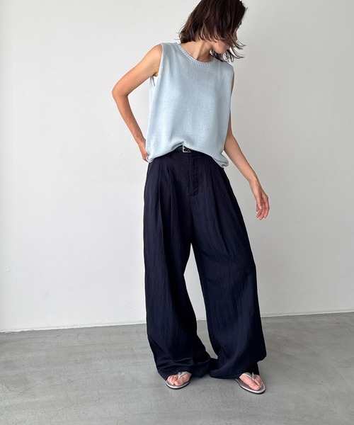 CANAL JEAN（キャナルジーン）の「El mar　リヨセルリネンニットタンクトップ（タンクトップ・レディース・オートミール/ブラック/サックスブルー/チャコールグレー・ONE SIZE）」の14枚目の写真