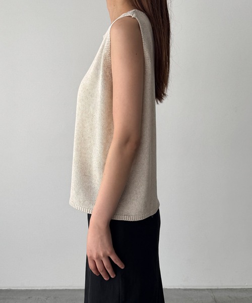 CANAL JEAN（キャナルジーン）の「El mar　リヨセルリネンニットタンクトップ（タンクトップ・レディース・オートミール/ブラック/サックスブルー/チャコールグレー・ONE SIZE）」の16枚目の写真