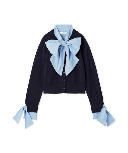 SNIDEL 新品 ボウタイドッキングニットプルオーバー NVY ボウタイドッキングニットプルオーバー（ニット/セーター）｜SNIDEL