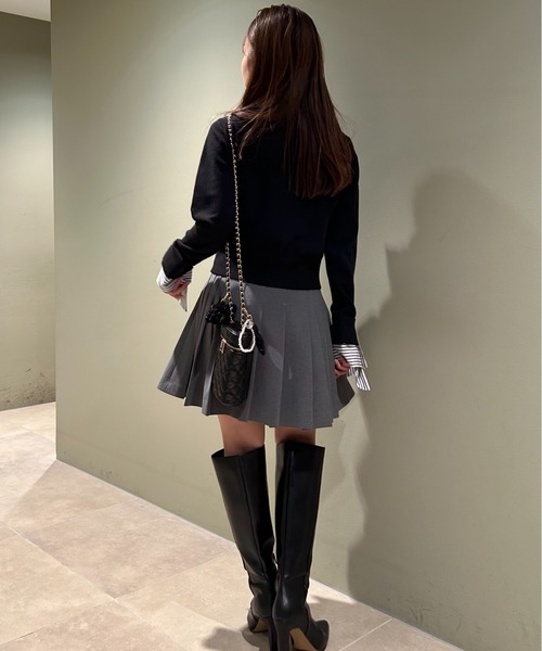 SNIDEL(スナイデル)の「ボウタイドッキングニットプルオーバー(ニット/セーター・レディース・ネイビー/グレー/ブラック・F)」の14枚目の写真