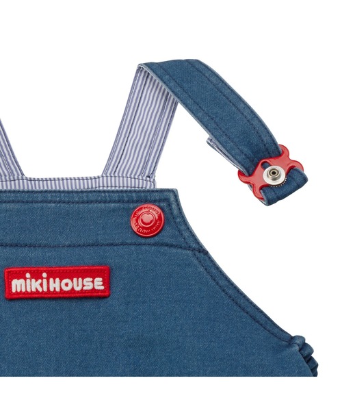 MIKI HOUSE（ミキハウス）の「【WEB限定】ストレッチニットデニムロンパース（ロンパース・キッズ・インディゴブルー・フリー(80-90cm)）」の4枚目の写真