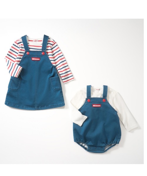 MIKI HOUSE（ミキハウス）の「【WEB限定】ストレッチニットデニムロンパース（ロンパース・キッズ・インディゴブルー・フリー(80-90cm)）」の2枚目の写真