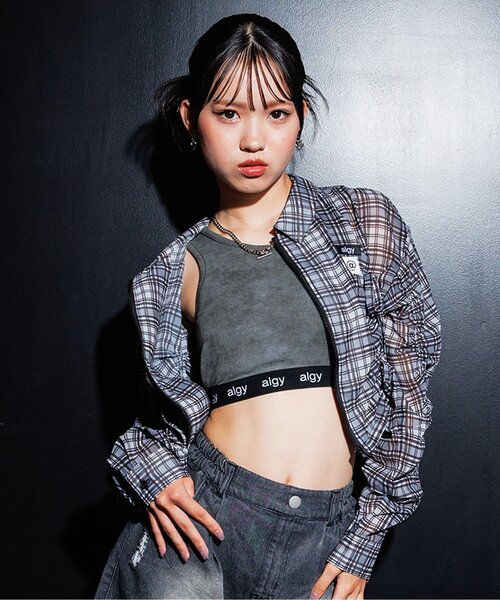 algy（アルジー）の「クロップドタンク（タンクトップ・キッズ・ピンク/ブラック/オフホワイト・XX-SMALL/X-SMALL/MEDIUM/SMALL）」の2枚目の写真