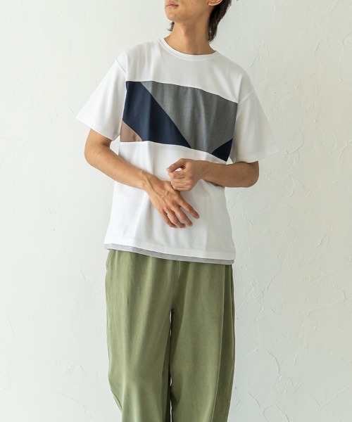 HORIZON DREAM(ホライゾンドリーム)の「胸切替Tシャツ(Tシャツ/カットソー・メンズ・ブラック/グリーン/ホワイト・LARGE/MEDIUM)」の4枚目の写真