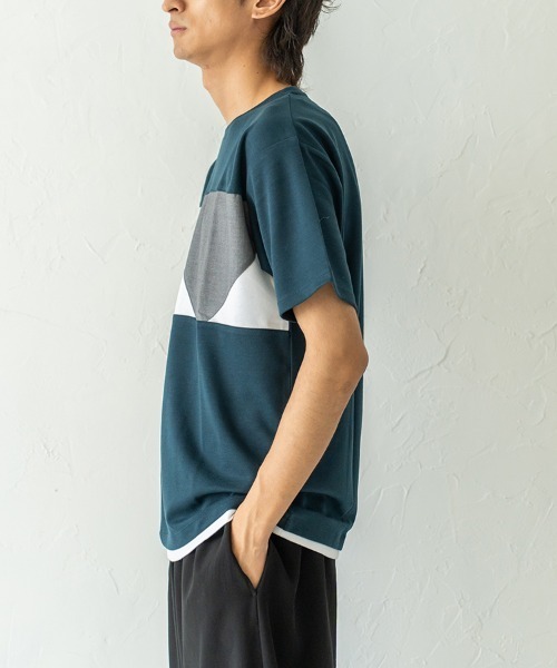HORIZON DREAM(ホライゾンドリーム)の「胸切替Tシャツ(Tシャツ/カットソー・メンズ・ブラック/グリーン/ホワイト・LARGE/MEDIUM)」の5枚目の写真