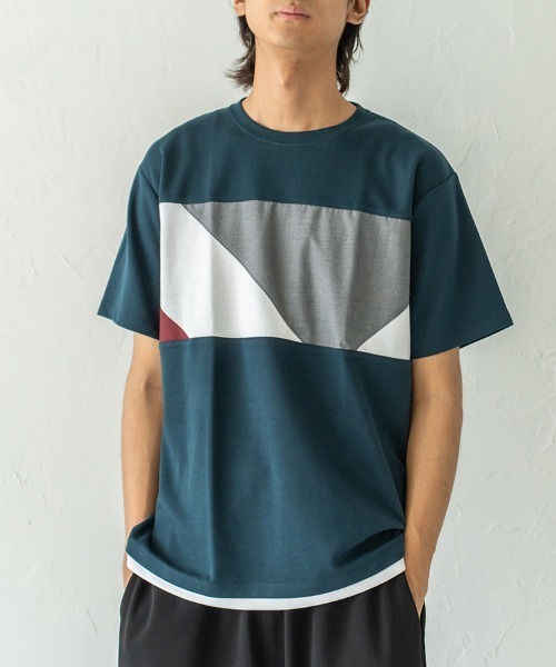 HORIZON DREAM(ホライゾンドリーム)の「胸切替Tシャツ(Tシャツ/カットソー・メンズ・ブラック/グリーン/ホワイト・LARGE/MEDIUM)」の6枚目の写真