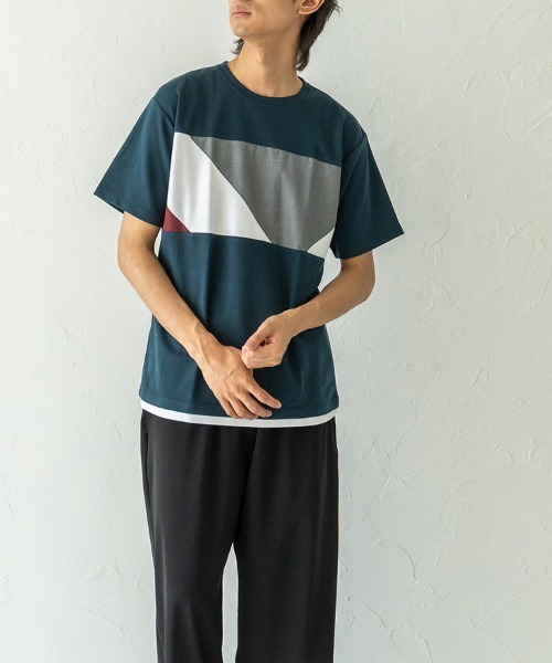 HORIZON DREAM(ホライゾンドリーム)の「胸切替Tシャツ(Tシャツ/カットソー・メンズ・ブラック/グリーン/ホワイト・LARGE/MEDIUM)」の7枚目の写真