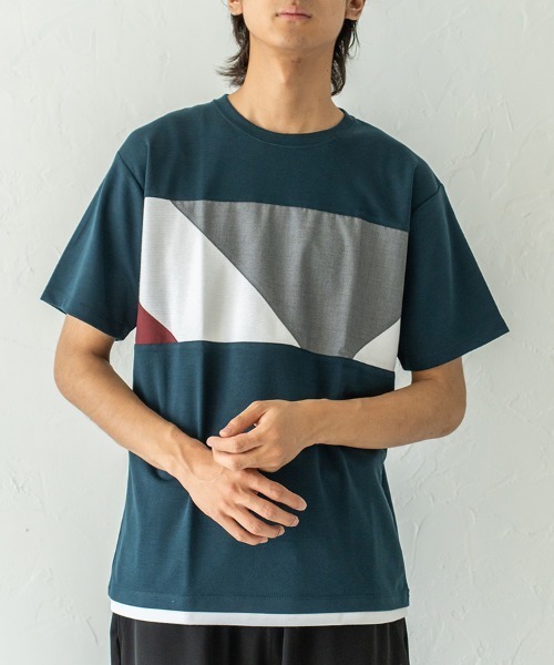 HORIZON DREAM(ホライゾンドリーム)の「胸切替Tシャツ(Tシャツ/カットソー・メンズ・ブラック/グリーン/ホワイト・LARGE/MEDIUM)」の9枚目の写真