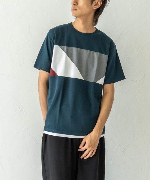 HORIZON DREAM(ホライゾンドリーム)の「胸切替Tシャツ(Tシャツ/カットソー・メンズ・ブラック/グリーン/ホワイト・LARGE/MEDIUM)」の10枚目の写真