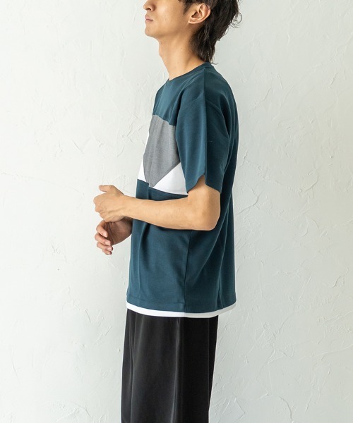 HORIZON DREAM(ホライゾンドリーム)の「胸切替Tシャツ(Tシャツ/カットソー・メンズ・ブラック/グリーン/ホワイト・LARGE/MEDIUM)」の14枚目の写真
