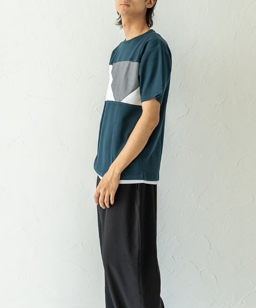 HORIZON DREAM(ホライゾンドリーム)の「胸切替Tシャツ(Tシャツ/カットソー・メンズ・ブラック/グリーン/ホワイト・LARGE/MEDIUM)」の15枚目の写真
