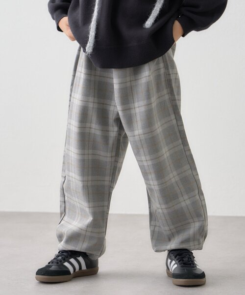 CIAOPANIC TYPY（チャオパニックティピー）の「【KIDS】《ジュニアサイズあり》裾ドロストチェックイージーパンツ(ユニセック)（その他パンツ・キッズ・グレー/ブルー/カーキ・MEDIUM/LARGE/X-LARGE/SMALL/XX-LARGE）」の2枚目の写真