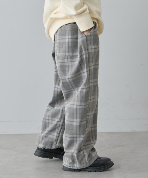 CIAOPANIC TYPY（チャオパニックティピー）の「【KIDS】《ジュニアサイズあり》裾ドロストチェックイージーパンツ(ユニセック)（その他パンツ・キッズ・グレー/ブルー/カーキ・MEDIUM/LARGE/X-LARGE/SMALL/XX-LARGE）」の21枚目の写真