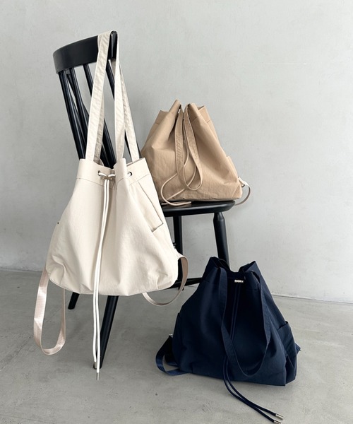 セール】【A4収納可能】軽量ナイロン2way巾着バッグ トートバッグ