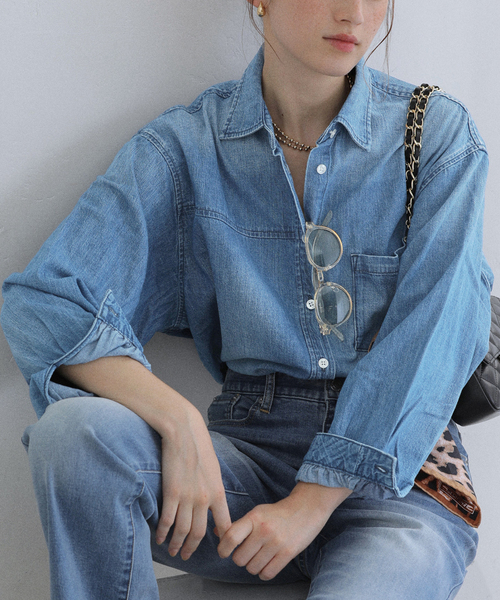 La TOTALITE(ラトータリテ)の「【洗える】Healthy Denim /ヘルシーデニム デニムシャツ Tomato(シャツ/ブラウス・レディース・ブルー系その他・FREE)」の1枚目の写真