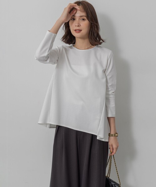 組曲 S(クミキョク チイサイサイズ)の「バックフレアロングTシャツ(Tシャツ/カットソー・レディース・ホワイト系/ネイビー系/グレー系・S2)」の22枚目の写真