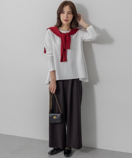 組曲 S(クミキョク チイサイサイズ)の「バックフレアロングTシャツ(Tシャツ/カットソー・レディース・ホワイト系/ネイビー系/グレー系・S2)」の17枚目の写真
