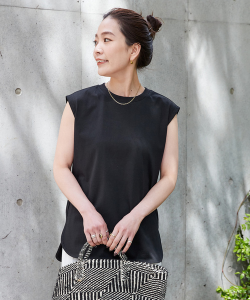 B.C STOCK(ベーセーストック)の「《追加》ウォッシャブル / 接触冷感 / ノースリーブプルオーバー(Tシャツ/カットソー・レディース・ブラック/ホワイト・FREE)」の7枚目の写真