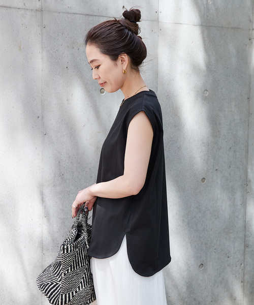 B.C STOCK(ベーセーストック)の「《追加》ウォッシャブル / 接触冷感 / ノースリーブプルオーバー(Tシャツ/カットソー・レディース・ブラック/ホワイト・FREE)」の8枚目の写真