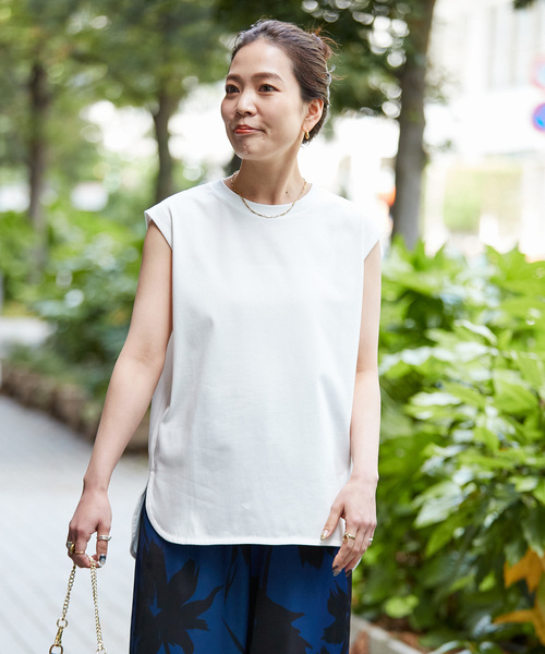 B.C STOCK(ベーセーストック)の「《追加》ウォッシャブル / 接触冷感 / ノースリーブプルオーバー(Tシャツ/カットソー・レディース・ブラック/ホワイト・FREE)」の14枚目の写真