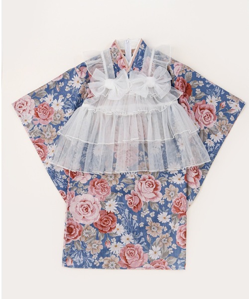 Catherine Cottage(キャサリンコテージ)の「チュールフリルエプロン&着物ワンピースセット(着物・キッズ・ナチュラル/ブルー/モーブ系/ピンク系1/レッド系1・100/90/110/120/130)」の16枚目の写真