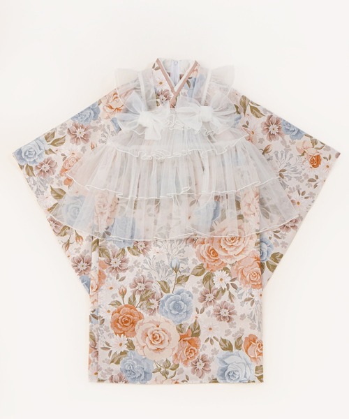 Catherine Cottage(キャサリンコテージ)の「チュールフリルエプロン&着物ワンピースセット(着物・キッズ・ナチュラル/ブルー/モーブ系/ピンク系1/レッド系1・100/90/110/120/130)」の15枚目の写真