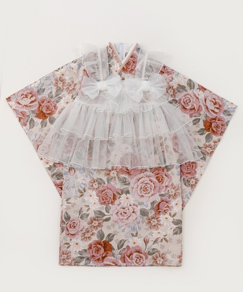 Catherine Cottage(キャサリンコテージ)の「チュールフリルエプロン&着物ワンピースセット(着物・キッズ・ナチュラル/ブルー/モーブ系/ピンク系1/レッド系1・100/90/110/120/130)」の14枚目の写真