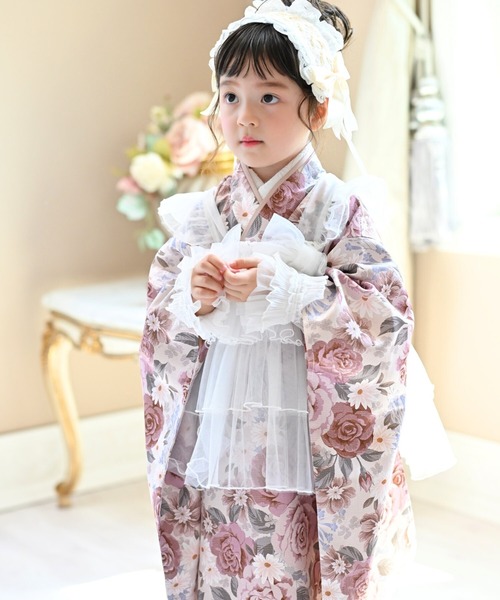 Catherine Cottage(キャサリンコテージ)の「チュールフリルエプロン&着物ワンピースセット(着物・キッズ・ナチュラル/ブルー/モーブ系/ピンク系1/レッド系1・100/90/110/120/130)」の10枚目の写真