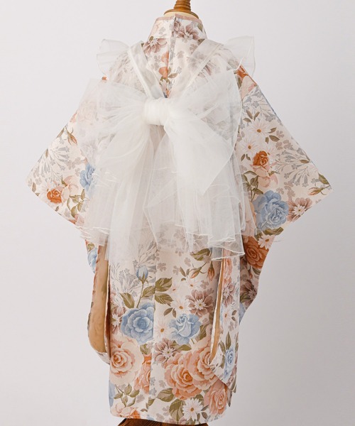 セール】チュールフリルエプロン＆着物ワンピースセット（着物