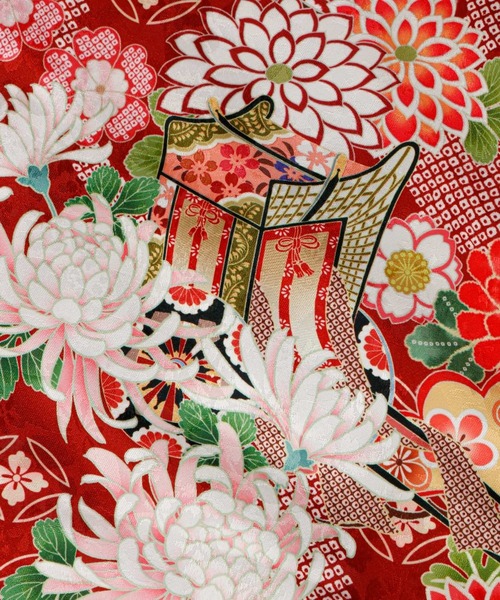 セール】チュールフリルエプロン＆着物ワンピースセット（着物